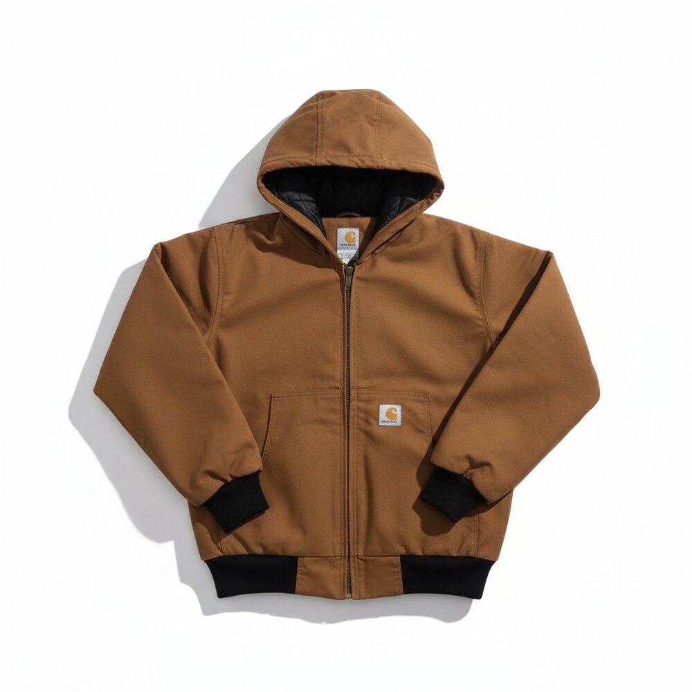 Carhartt Reworked Hooded Jacket XL Camel Full Zip Long Sleeve